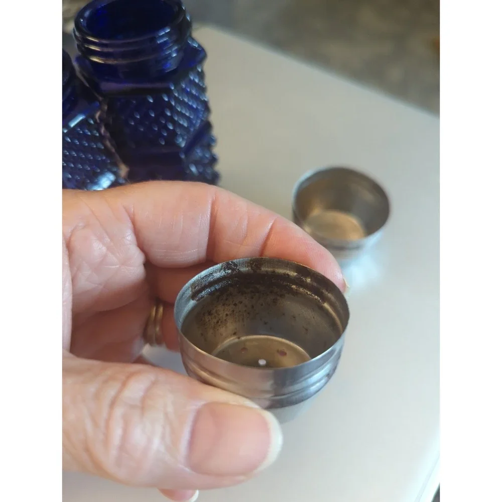 Vintage Cobalt Blue Glass Anchor Hocking Wexford Salt and Pepper Shakers